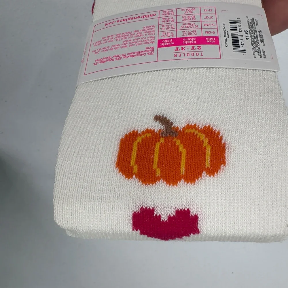 The Childrens‎ Place Toddler Girl Tights 2T-3T White Pumpkin Sunflower Heart New